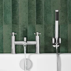 Vellamo Cross Bath Shower Mixer with Shower Kit - Crosshead Handles