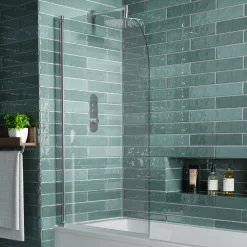 Vellamo Curved Corner Single Hinged Bath Screen - 1400 x 800mm