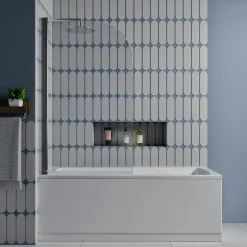 Vellamo Curved Corner Single Hinged Bath Screen - 1400 x 800mm