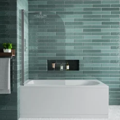 Vellamo Curved Corner Single Hinged Bath Screen - 1400 x 800mm