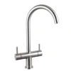 Vellamo Dava Twin Lever Brushed Nickel Mono Kitchen Mixer Tap