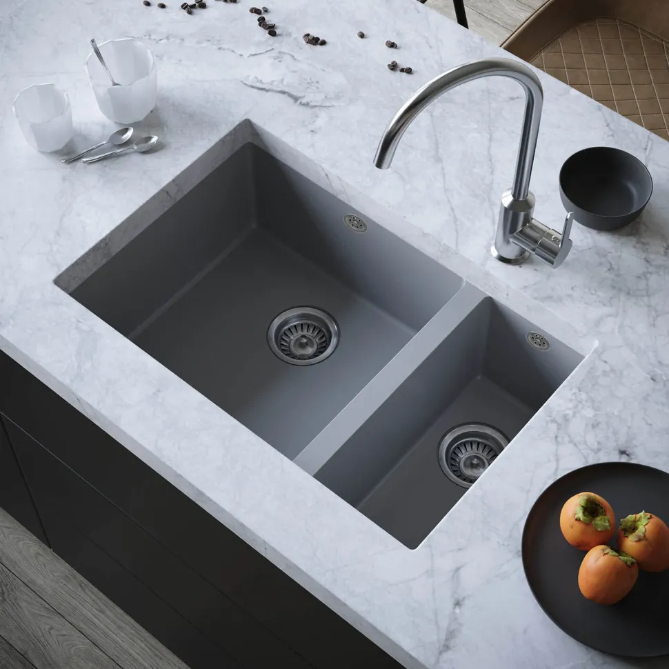 Vellamo Designer 1.5 Bowl Comite Composite Inset/Undermount Kitchen Sink & Waste - 670 x 440mm