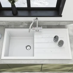 Vellamo Designer 1 Bowl Comite Composite Kitchen Sink & Waste with Reversible Drainer - 1000 x 500mm