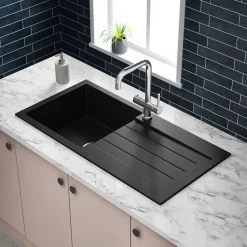 Vellamo Designer 1 Bowl Comite Composite Kitchen Sink & Waste with Reversible Drainer - 1000 x 500mm