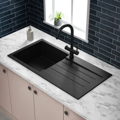 Vellamo Designer 1 Bowl Comite Composite Kitchen Sink & Waste with Reversible Drainer - 1000 x 500mm