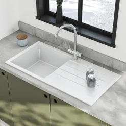 Vellamo Designer 1 Bowl Comite Composite Kitchen Sink & Waste with Reversible Drainer - 1000 x 500mm