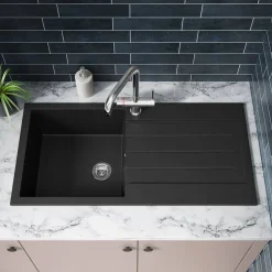 Vellamo Designer 1 Bowl Comite Composite Kitchen Sink & Waste with Reversible Drainer - 1000 x 500mm