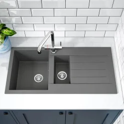 Vellamo Designer 1.5 Bowl Comite Composite Kitchen Sink & Waste with Reversible Drainer - 1000 x 500mm
