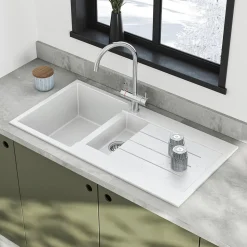 Vellamo Designer 1.5 Bowl Comite Composite Kitchen Sink & Waste with Reversible Drainer - 1000 x 500mm
