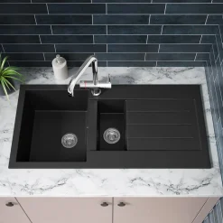 Vellamo Designer 1.5 Bowl Comite Composite Kitchen Sink & Waste with Reversible Drainer - 1000 x 500mm