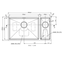Vellamo Designer 1.5 Bowl Inset/Undermount Stainless Steel Kitchen Sink & Waste Kit - 800 x 440mm