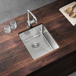 Vellamo Designer Compact Single Bowl Inset/Undermount Stainless Steel Kitchen sink & Waste Kit - 380 x 440mm