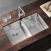 Vellamo Designer Double Bowl Inset/Undermount Stainless Steel Kitchen Sink & Waste Kit - 750 x 440mm