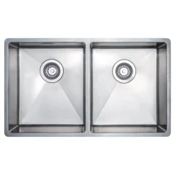 Vellamo Designer Double Bowl Inset/Undermount Stainless Steel Kitchen Sink & Waste Kit - 750 x 440mm