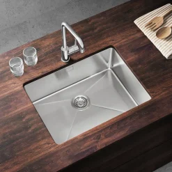 Vellamo Designer Large Single Bowl Inset/Undermount Stainless Steel Kitchen Sink & Waste Kit - 590 x 440mm