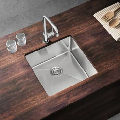 Vellamo Designer Single Bowl Inset/Undermount Stainless Steel Kitchen Sink & Waste Kit - 450 x 440mm