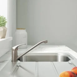 Vellamo Echo Single Lever Mono Kitchen Mixer - Brushed Nickel