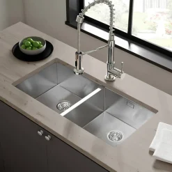 Vellamo Edge 2 Bowl Inset/Undermount Stainless Steel Kitchen Sink & Waste Kit - 860 x 430mm
