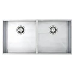 Vellamo Edge 2 Bowl Inset/Undermount Stainless Steel Kitchen Sink & Waste Kit - 860 x 430mm