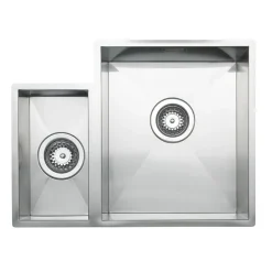 Vellamo Edge 1.5 Bowl Inset/Undermount Brushed Stainless Steel Kitchen Sink & Waste - 560 x 430mm