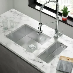 Vellamo Edge 1 Bowl Inset/Undermount Stainless Steel Kitchen Sink & Waste Kit - 530 x 430mm