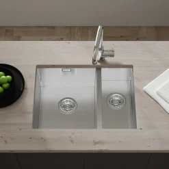 Vellamo Edge 1.5 Bowl Inset/Undermount Stainless Steel Kitchen Sink & Waste Kit - 580 x 430mm