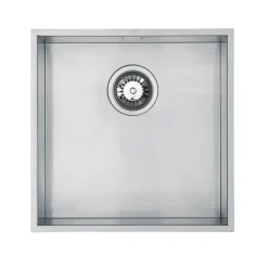 Vellamo Edge 1 Bowl Inset/Undermount Brushed Stainless Steel Kitchen Sink & Waste - 430 x 430mm