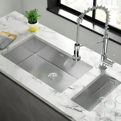 Vellamo Edge 0.5 Bowl Inset/Undermount Stainless Steel Kitchen Sink & Waste Kit - 210 x 430mm