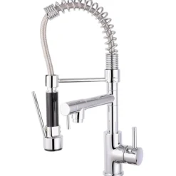 Vellamo Hanbury Baby Dual Spout Professional Pull Out Spray Kitchen Mixer Tap - Polished Chrome