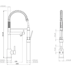 Vellamo Hanbury Professional Kitchen Pullout Spray Tap