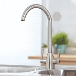 Vellamo Hero Mono Kitchen Mixer Tap - Brushed Nickel