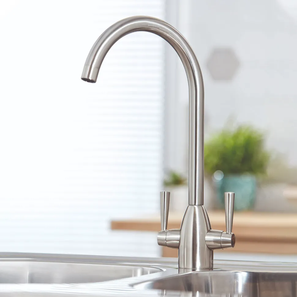 Vellamo Hero Mono Kitchen Mixer Tap - Brushed Nickel