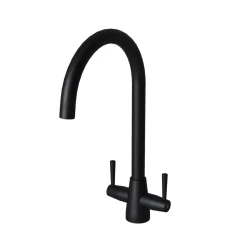 Vellamo Hero Twin Lever Mono Kitchen Mixer Tap - Matt Black