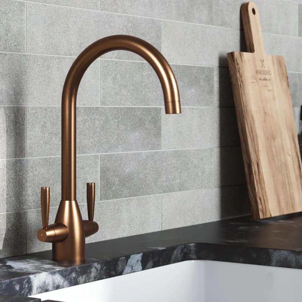 Vellamo Hero Twin Lever Mono Kitchen Mixer Tap