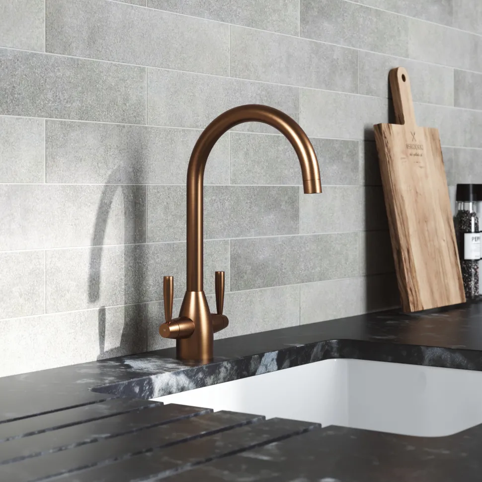 Vellamo Hero Twin Lever Mono Kitchen Mixer Tap