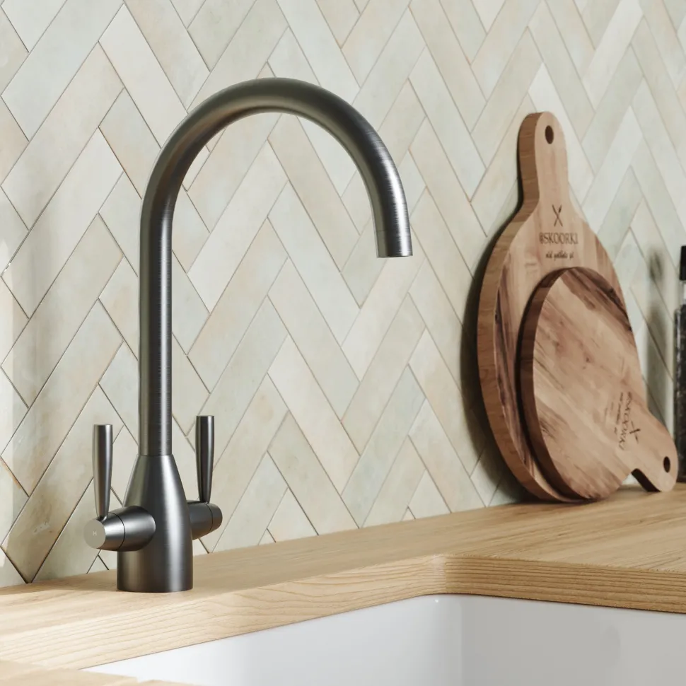 Vellamo Hero Twin Lever Mono Kitchen Mixer Tap