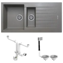 Vellamo Horizon 1.5 Bowl Granite Composite Kitchen Sink & Waste - 1000 x 500mm