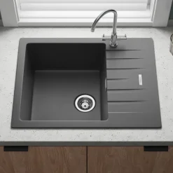 Vellamo Horizon 1 Bowl Granite Composite Inset Kitchen Sink & Waste - 650 x 500mm