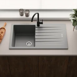 Vellamo Horizon Compact 1 Bowl Granite Composite Kitchen Sink & Waste - 860 x 500mm