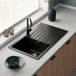 Vellamo Horizon Compact 1 Bowl Granite Composite Kitchen Sink & Waste - 860 x 500mm