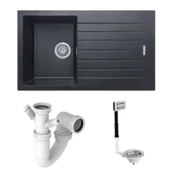 Vellamo Horizon Compact 1 Bowl Granite Composite Kitchen Sink & Waste - 860 x 500mm