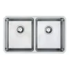 Vellamo Horizon Double Bowl Undermount Stainless Steel Kitchen Sink & Waste Kit - 760 x 450mm
