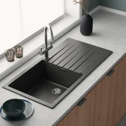 Vellamo Horizon Large Single Bowl Granite Composite Kitchen Sink & Waste - 1000 x 500mm