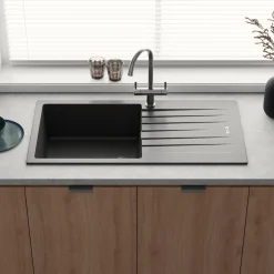 Vellamo Horizon Large Single Bowl Granite Composite Kitchen Sink & Waste - 1000 x 500mm