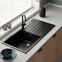 Vellamo Horizon Large Single Bowl Granite Composite Kitchen Sink & Waste - 1000 x 500mm