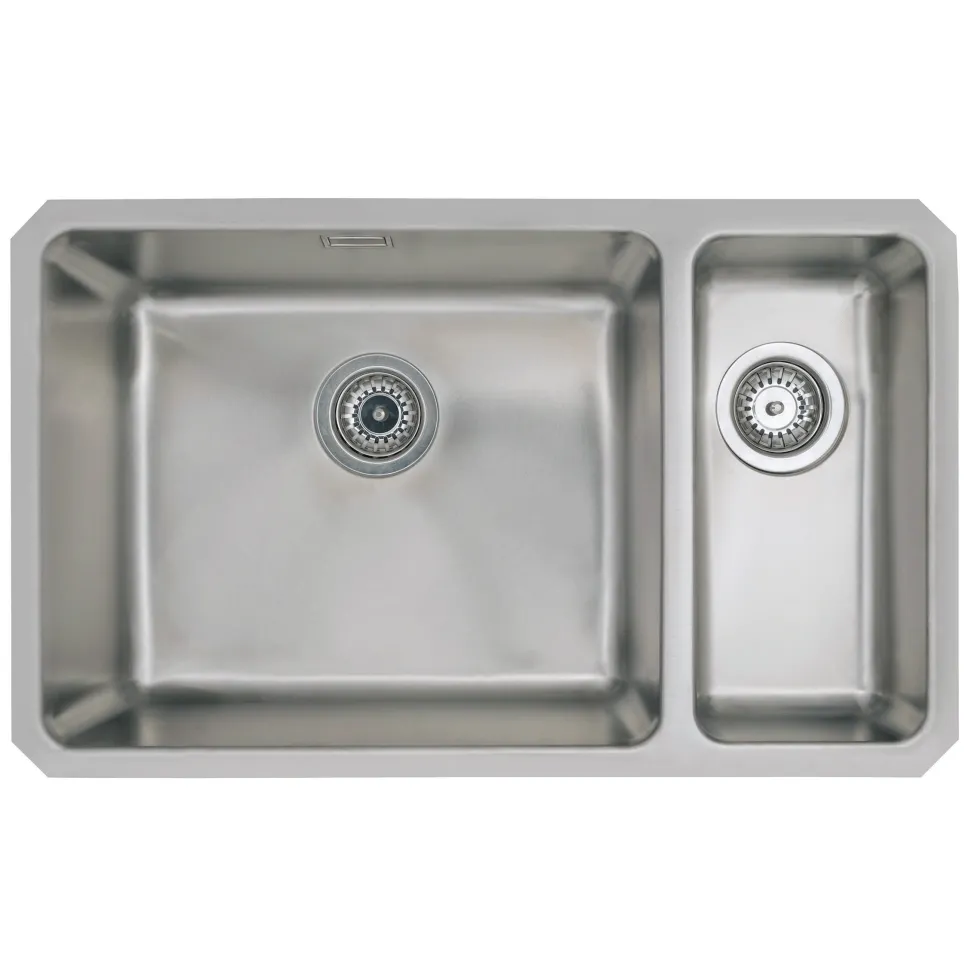 Vellamo Horizon Undermount 1.5 Bowl Stainless Steel Kitchen Sink & Waste Kit with Left Hand Main Bowl - 740mm x 450mm