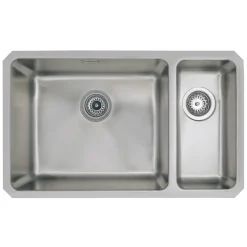 Vellamo Horizon Undermount 1.5 Bowl Stainless Steel Kitchen Sink & Waste Kit with Left Hand Main Bowl - 740mm x 450mm