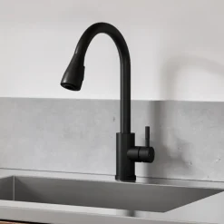 Vellamo Inspire Pull Out Spray Mono Kitchen Mixer Tap - Matt Black