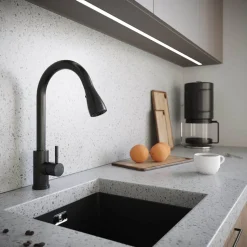 Vellamo Inspire Pull Out Spray Mono Kitchen Mixer Tap - Matt Black