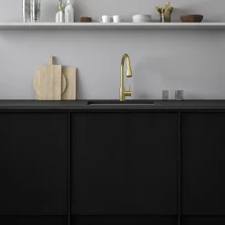 Vellamo Inspire Pull Out Spray Mono Kitchen Mixer Tap - Brushed Brass